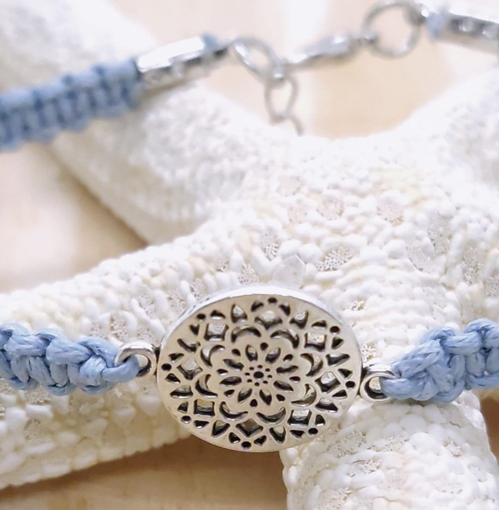 pulsera mujer mandala aguamarina artesalis